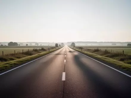 Eine leere Landstraße in der Morgendämmerung, die symbolisch für den täglichen Arbeitsweg steht. - Foto: über boerse-global.de