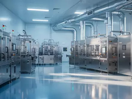 Eine moderne Reinraum-Umgebung in einer Halbleiterfertigung mit industriellen Maschinen und reflektierenden Böden. - Foto: über boerse-global.de