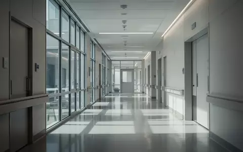Moderner, heller Krankenhausflur mit minimalistischer Architektur und klaren Linien. - Foto: über boerse-global.de