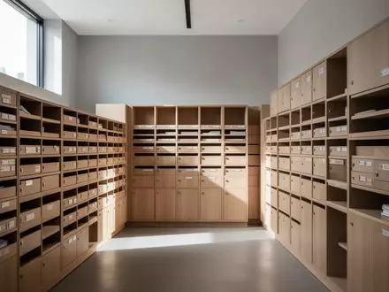 Leeres Postfachsystem in einem modernen Bürogebäude mit einfallendem Tageslicht. - Foto: über boerse-global.de