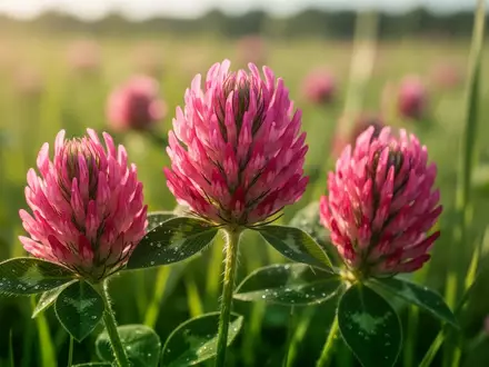 Frische Rotklee-Blüten in einer sommerlichen Wiese bei natürlichem Tageslicht. - Foto: über boerse-global.de