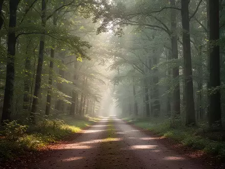 Ein leerer, ruhiger Waldweg im morgendlichen Sonnenlicht als Symbol für Bewegung und Erholung. - Foto: über boerse-global.de