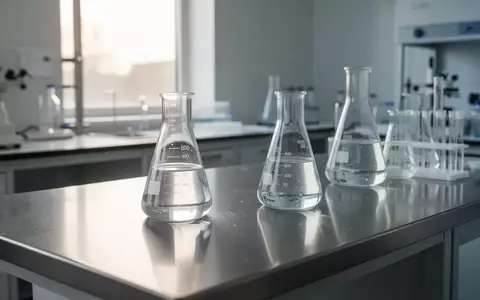 Ein minimalistisches, steriles Laborumfeld mit Glasgefäßen auf einer Edelstahloberfläche in natürlichem Licht. - Foto: über boerse-global.de