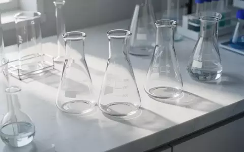 Ein sauberes, steriles Laborumfeld mit Glasbechern auf einer weißen Arbeitsfläche in natürlichem Licht. - Foto: über boerse-global.de