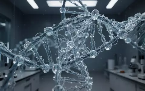 Abstrakte Darstellung einer DNA-Doppelhelix als leuchtendes, kristallines Modell in einer wissenschaftlichen Laborumgebung - Foto: über boerse-global.de