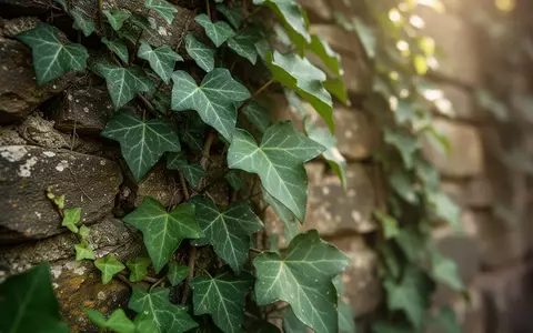 Nahaufnahme von Efeublättern an einer Steinmauer. - Foto: über boerse-global.de
