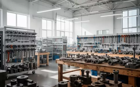 Ein modern eingerichteter, heller Werkstattbereich in einem Industriebetrieb mit ArbeitsbĂ€nken und Werkzeugablagen. - Foto: ĂŒber boerse-global.de