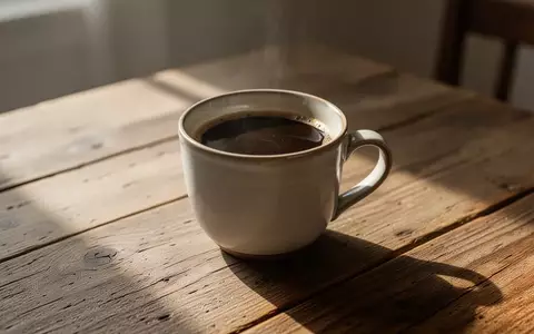 Eine Tasse schwarzer Kaffee auf einem Holztisch bei natürlichem Morgenlicht. - Foto: über boerse-global.de