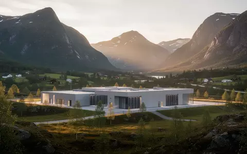 Ein modernes Rechenzentrum in einer norwegischen Berglandschaft bei Sonnenuntergang. - Foto: über boerse-global.de