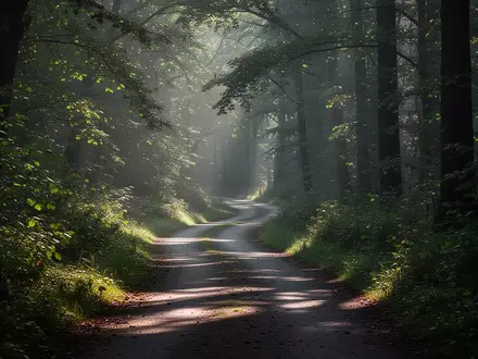 Ein gewundener Waldweg im Morgenlicht, der zu Bewegung und körperlicher Aktivität in der Natur einlädt. - Foto: über boerse-global.de