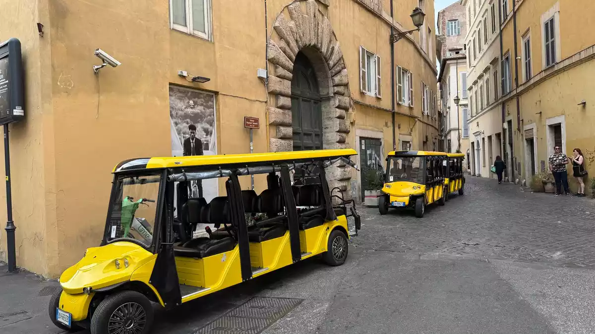 Eine dreistellige Zahl an Golfcarts ist in den engen Gassen der Ewigen Stadt unterwegs.   - Bild: Sabine Dobel/dpa