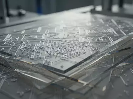 Nahaufnahme einer hochkomplexen, mikroskopischen Oberflächenstruktur aus synthetischem Material im Laborumfeld. - Foto: über boerse-global.de