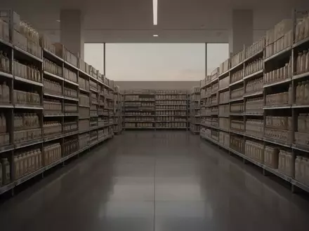 Ein leerer, ruhig beleuchteter Supermarktgang mit gedimmtem Licht und ordentlich sortierten Regalen. - Foto: über boerse-global.de