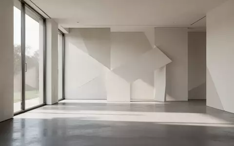 Ein minimalistischer, moderner Innenraum mit klaren architektonischen Linien und natürlichem Lichteinfall auf einem Betonboden. - Foto: über boerse-global.de