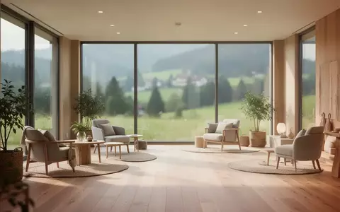 Ein heller, moderner Raum mit Holzboden und Blick ins Grüne, der eine ruhige und unterstützende Atmosphäre ausstrahlt. - Foto: über boerse-global.de
