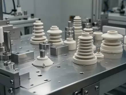 Industrielle Laborumgebung mit technischen Keramikkomponenten und metallischen Oberflächen auf einem Arbeitstisch - Foto: über boerse-global.de