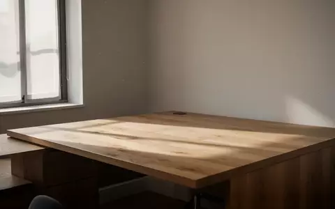 Ein minimalistischer, heller Arbeitsplatz mit Holztisch in einem ruhigen Raum bei natürlichem Tageslicht. - Foto: über boerse-global.de