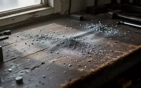 Metallstaub und feine Späne auf einer abgenutzten Werkbank in einer Werkstatt. - Foto: über boerse-global.de