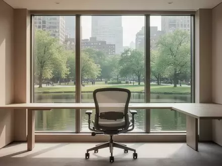 Ein ruhiger, moderner Büroraum mit Blick ins Grüne, der eine Atmosphäre von Ausgewogenheit und Struktur vermittelt. - Foto: über boerse-global.de
