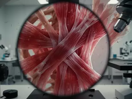 Mikroskopische Nahaufnahme von menschlichem Skelettmuskelgewebe in einem Labor. - Foto: über boerse-global.de