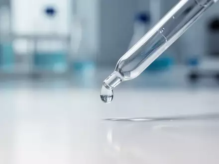 Eine Nahaufnahme einer Pipette mit einem Wassertropfen in einem sterilen, minimalistischen Laborumfeld. - Foto: über boerse-global.de