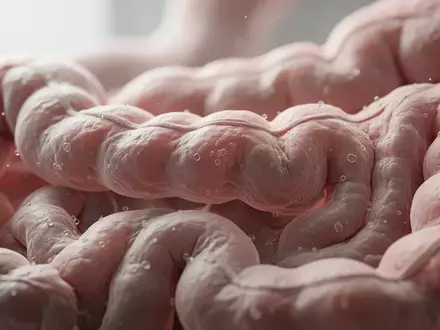 Mikroskopische Nahaufnahme eines biologischen Gewebes, das die Struktur der menschlichen Darmschleimhaut darstellt. - Foto: über boerse-global.de