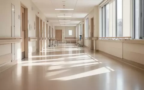 Ein heller, minimalistischer Flur in einer Rehabilitationsklinik mit natürlichem Lichteinfall und klaren Linien. - Foto: über boerse-global.de