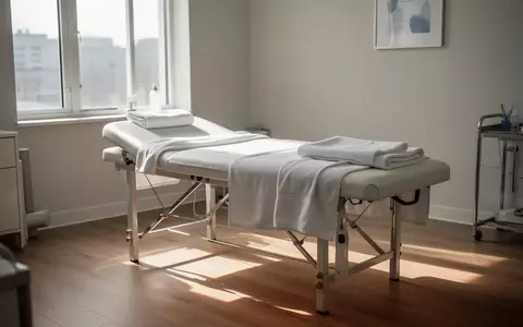 Heller, minimalistischer Raum einer physiotherapeutischen Praxis mit einer Behandlungsliege in natürlichem Licht. - Foto: über boerse-global.de