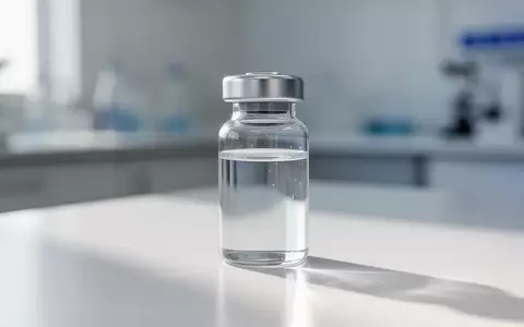 Eine sterile Laborglasampulle mit einer klaren Flüssigkeit auf einem weißen Untergrund in einem hellen, klinischen Labor. - Foto: über boerse-global.de