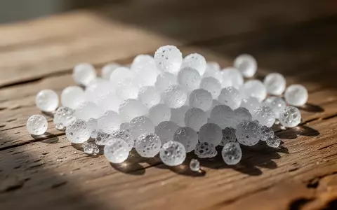 Nahaufnahme von durchsichtigen Silica-Gel-Kügelchen, die auf einer hölzernen Oberfläche liegen. - Foto: über boerse-global.de