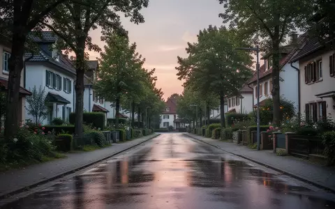 Eine ruhige Wohnstraße in Deutschland bei Dämmerung, die Wohlstand und langjährige Beständigkeit symbolisiert. - Foto: über boerse-global.de