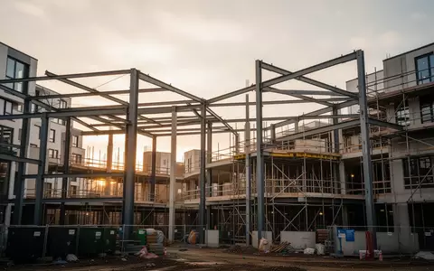 Moderne Baustelle für Wohnimmobilien in einem urbanen Umfeld bei Tageslicht. - Foto: über boerse-global.de