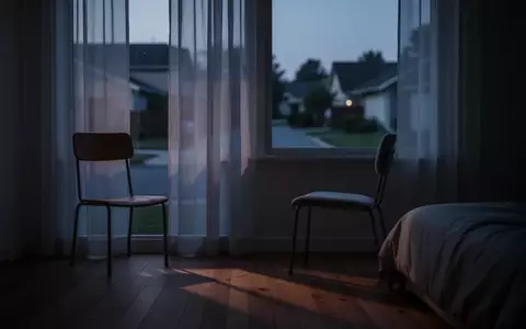Ein minimalistisch eingerichtetes, ruhiges Zimmer in der Dämmerung mit einem leeren Stuhl vor einem Fenster. - Foto: über boerse-global.de