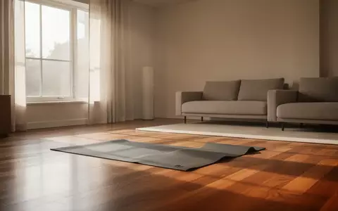 Ein minimalistischer, lichtdurchfluteter Wohnraum mit einer ausgelegten Yogamatte auf einem Holzboden. - Foto: über boerse-global.de