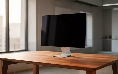 Ein minimalistischer Arbeitsplatz mit einem ausgeschalteten Monitor auf einem Holztisch in einem hellen, aufgeräumten Raum. - Foto: über boerse-global.de