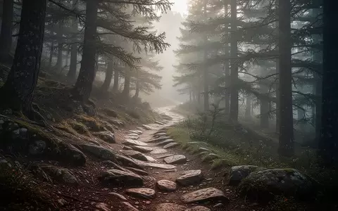 Ein gewundener Bergpfad in einem nebligen Wald, der ein Gefühl von Ausdauer und Ruhe vermittelt. - Foto: über boerse-global.de