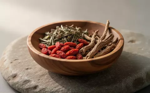 Eine Schale mit getrockneten Heilkräutern und Beeren auf einer glatten Steinoberfläche bei weichem Tageslicht. - Foto: über boerse-global.de