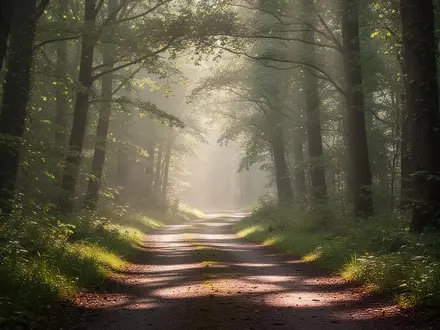 Ein von der Morgensonne durchfluteter Waldpfad, der Ruhe und einen gesunden Lebensstil symbolisiert. - Foto: über boerse-global.de
