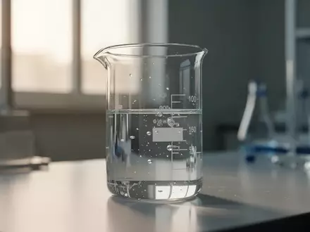 Ein Glasbecher mit einer klaren chemischen Lösung auf einem Labortisch bei natürlichem Lichteinfall. - Foto: über boerse-global.de