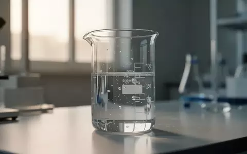 Ein Glasbecher mit einer klaren chemischen Lösung auf einem Labortisch bei natürlichem Lichteinfall. - Foto: über boerse-global.de