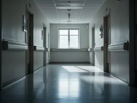 Ein leerer, steriler Krankenhausflur mit kühlem Lichteinfall, der eine nüchterne und sachliche Atmosphäre vermittelt. - Foto: über boerse-global.de