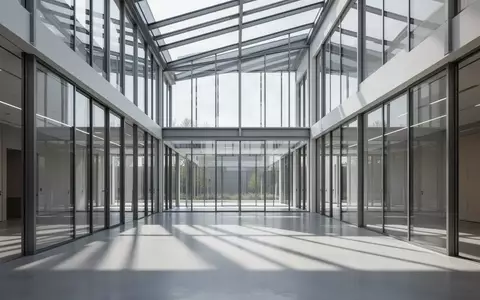 Ein minimalistisches, modernes Atrium mit klaren geometrischen Linien und natürlichem Lichteinfall, das Struktur und Ordnung symbolisiert. - Foto: über boerse-global.de