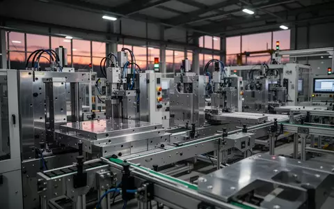 Moderne Produktionshalle mit automatisierten Maschinen und industrieller Beleuchtung in einer sauberen Fertigungsumgebung. - Foto: über boerse-global.de