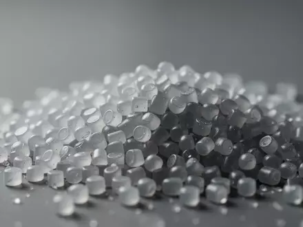 Nahaufnahme von industriellen Kunststoffgranulaten aus Polyamid in einer sauberen, neutralen Laborumgebung. - Foto: über boerse-global.de