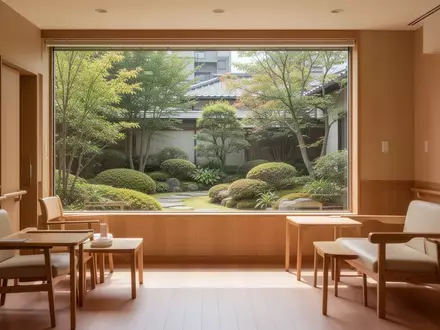 Ein heller, minimalistisch eingerichteter Raum in einer Pflegeeinrichtung mit Blick in einen Garten. - Foto: über boerse-global.de
