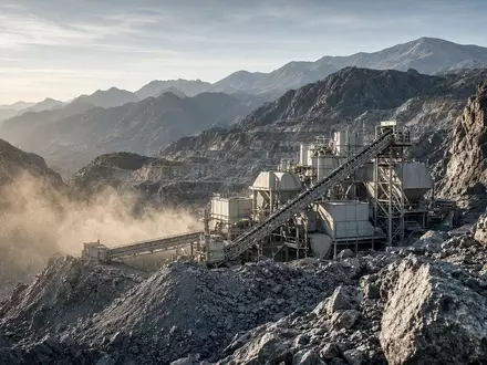 Industrielle Silbermine in einer bergigen Landschaft bei natürlichem Morgenlicht. - Foto: über boerse-global.de