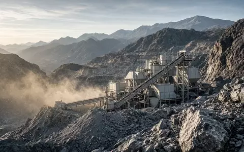 Industrielle Silbermine in einer bergigen Landschaft bei natürlichem Morgenlicht. - Foto: über boerse-global.de