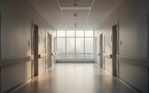 Ein heller, leerer Krankenhausflur mit modernem Design und natürlichem Lichteinfall durch große Fenster. - Foto: über boerse-global.de