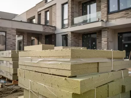 Dämmmaterialien auf einer Baustelle für eine thermische Gebäudesanierung. - Foto: über boerse-global.de