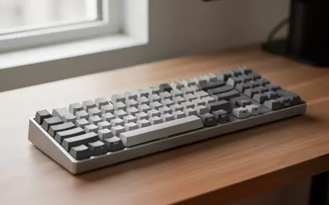 Ein minimalistischer Arbeitsplatz mit einer mechanischen Tastatur auf einem Holztisch bei natürlichem Tageslicht. - Foto: über boerse-global.de